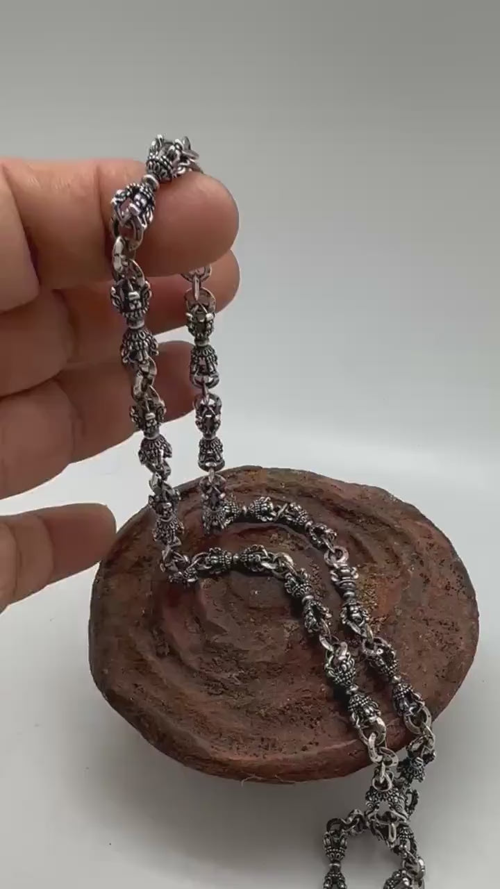 sterling silver vajra necklace, dhorje, Buddhist amulet