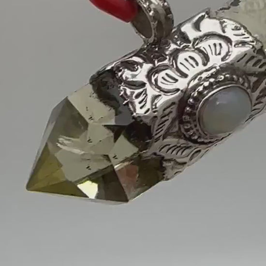citrine pendant with natural opal, healing pendant,