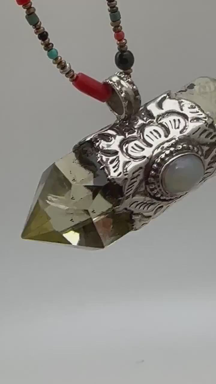 citrine pendant with natural opal, healing pendant,