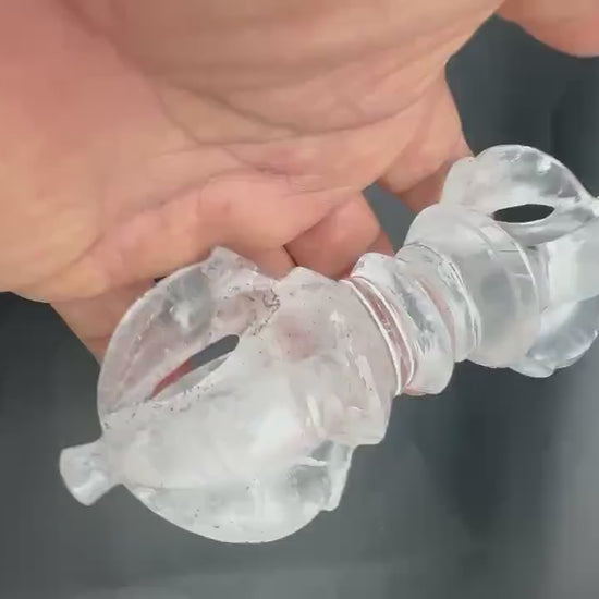 Quartz crystal vajra, ritual object, master handcrafted