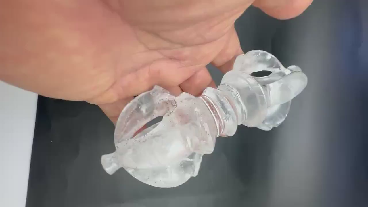 Quartz crystal vajra, ritual object, master handcrafted