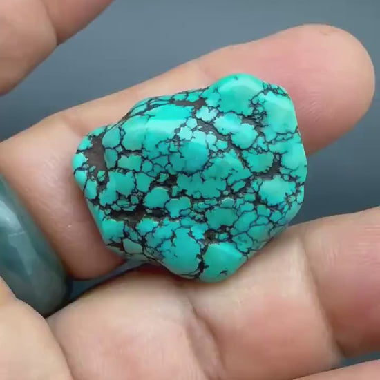 Vintage Tibetan Turquoise Gemstone, Natural Blue Stone, Rare Collectible