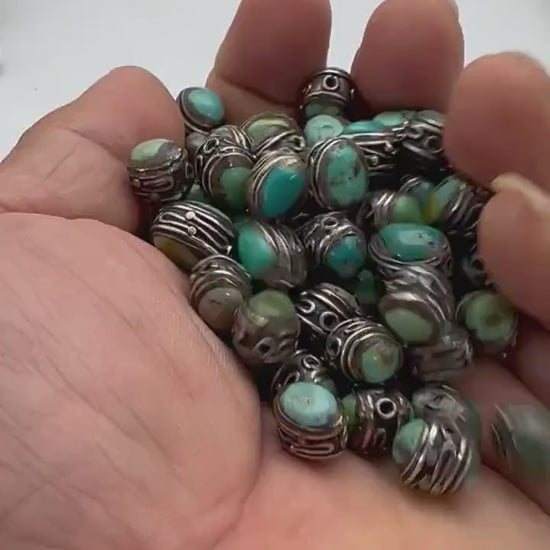tibetan bead, tibetan turquoise tibetan silver, handcrafted from nepal