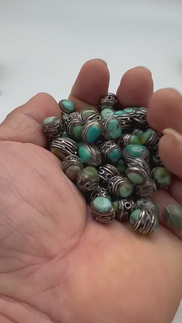 tibetan bead, tibetan turquoise tibetan silver, handcrafted from nepal