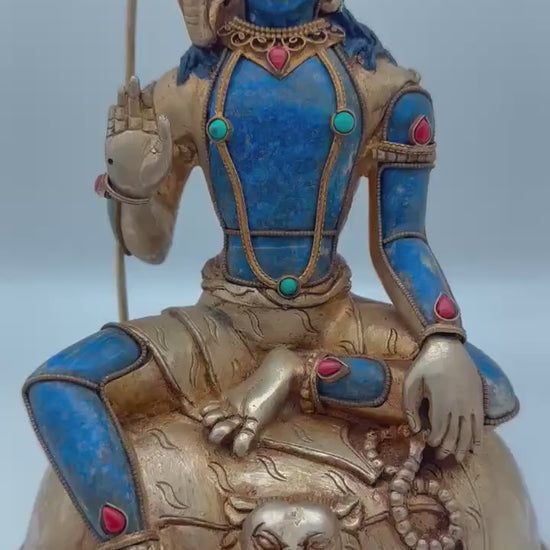 Shiva statue, lapis lazuli statue, gold plated, master handcrafted from Nepal